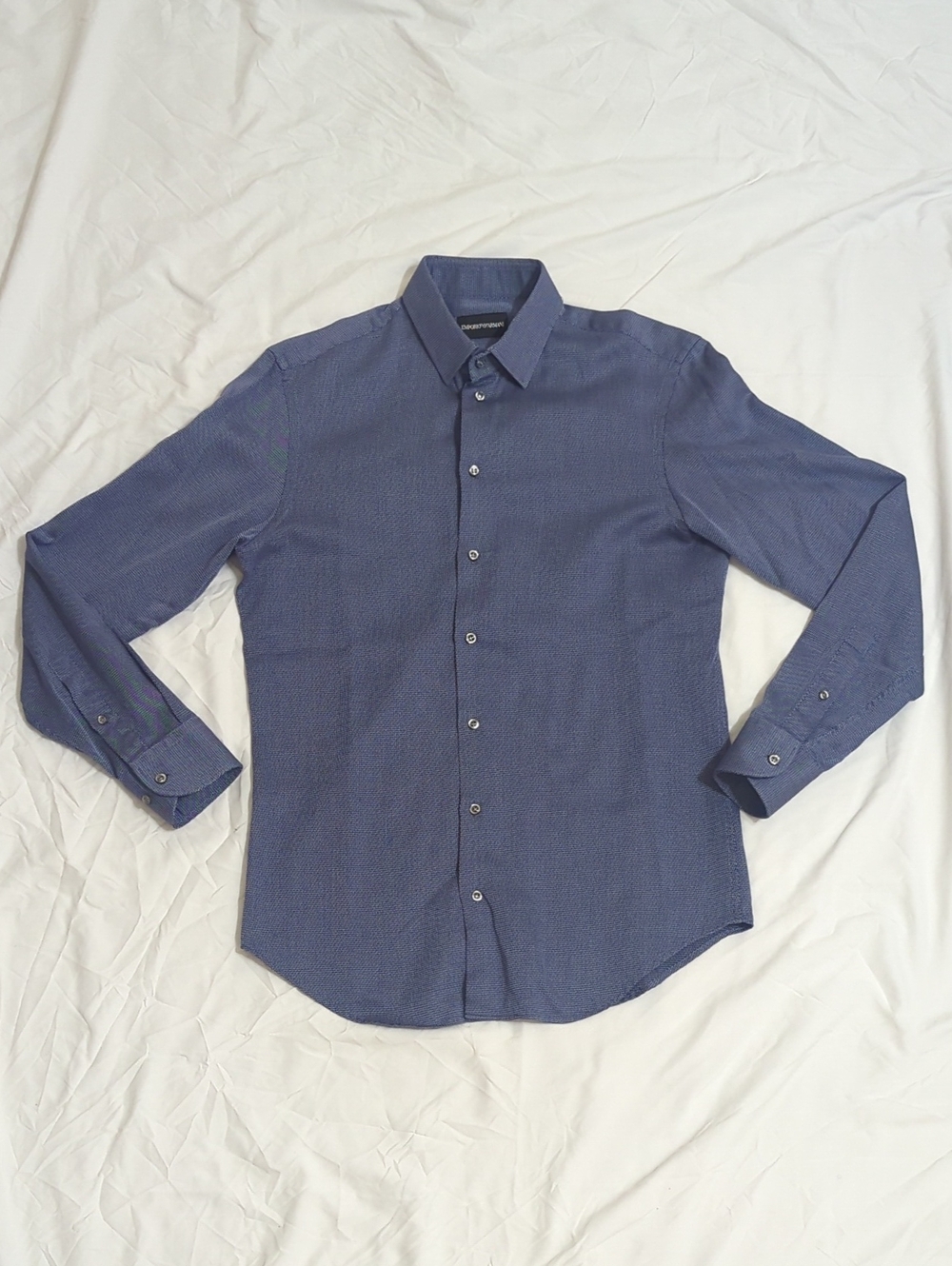 Emporio Armani micro-texture dress shirt, Color Blue Size 39